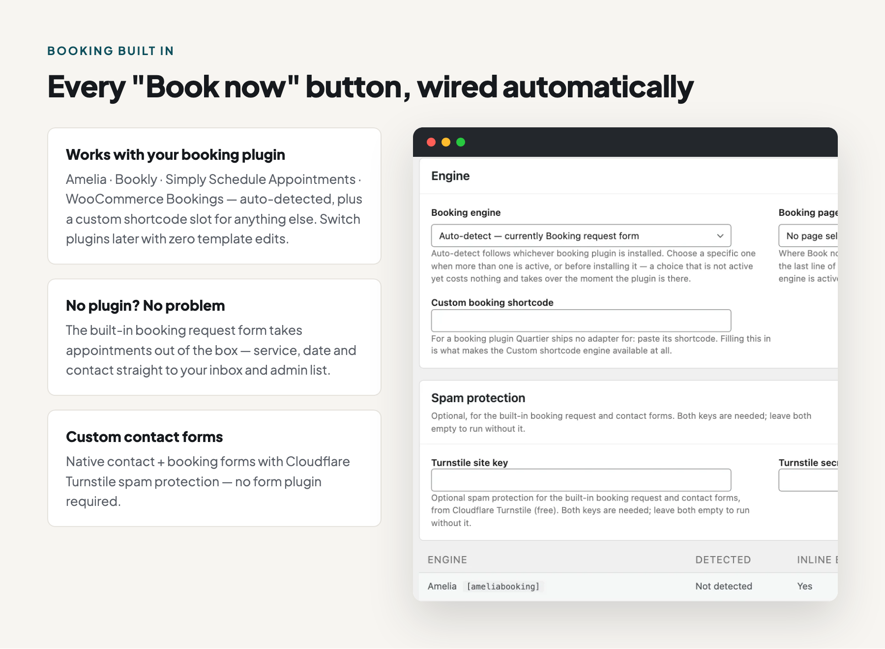 Booking integrations and built-in booking request form