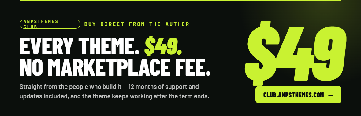 AnpsThemes Club - buy every theme direct from the author for $49